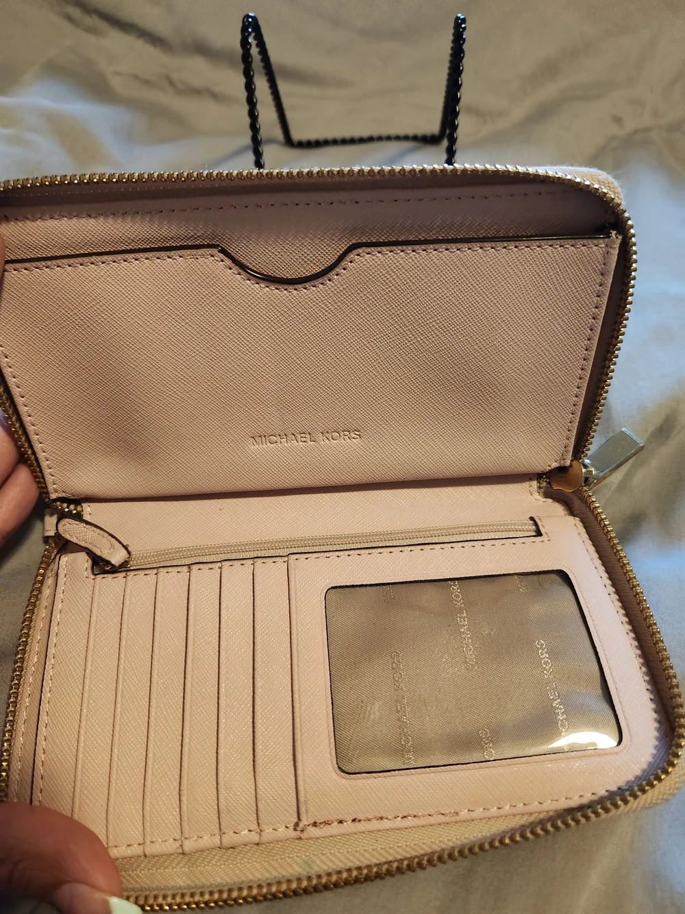 Michael Kors Pink Saffiano Zip Wallet